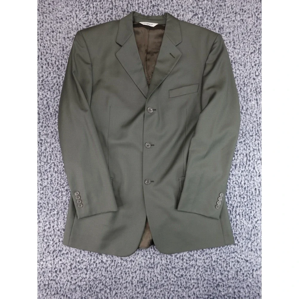 Pronto Uomo Blazer Mens 42L Olive Green Three Button‎ Wool Blend Sport Coat